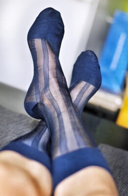 Lot De 2 Paires De Chaussettes Nylon Transparentes Habillées - Bleu + Noir - Taille 39-42 - Homme