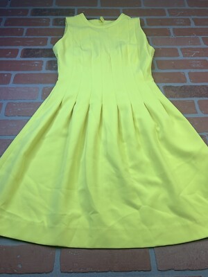 H&M A-Line Dress Womens Size 4 Yellow Sleeveless Pleated Knee-Length Dress