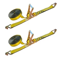 2 Pack Heavy Duty 2" x 30' Ratchet Tie Down Strap w/J Wire Hook WLL 3333 LBS