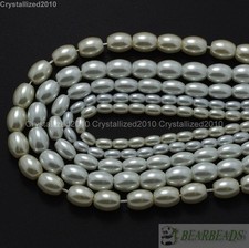 Cream Top Quality Czech Glass Pearl Oval Rice Loose Beads 6mm 7mm 8mm 9mm 15.5"