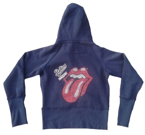 WoW AMPLIFIED ROLLING STONES Stras Język Granatowy ZAMEK BLUZA Z KAPTUREM KOSZULA KURTKA XL 40/42 - Zdjęcie 1 z 2