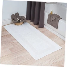 Lavish Home - Tapete de baño larga, reversible, 100% algodón Blanco