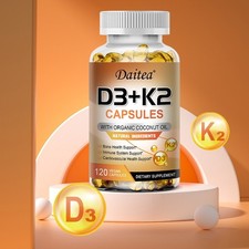 Vitamin-D3-K2-Nahrungsergänzungsmittel mit Bio-Kokosölkapseln …