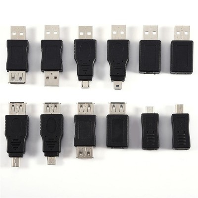   Pack Of 12 Pcs Multiple USB2.0 Adapters Micro/Mini Male Female Converters