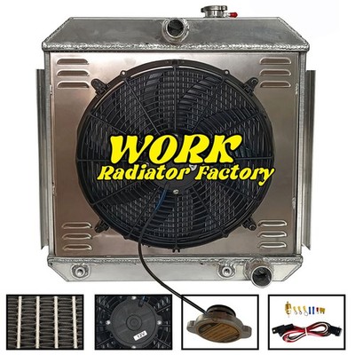 Aluminum Radiator +Shroud+ Fan For 1955-1957 1956 Chevy Bel Air Nomad Del Ray V8