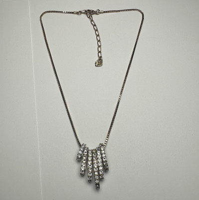 Swarovski Crystal Necklace Swan Signed Gold Tone Chain  - Has Wear Please Read