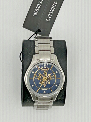 Citizen EM0596-58W Captain Marvel  Wristwatch NIB Stainless Steel Blue Face
