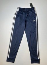 adidas Jogger Navy Boys M Striped Logo Sweatpants New