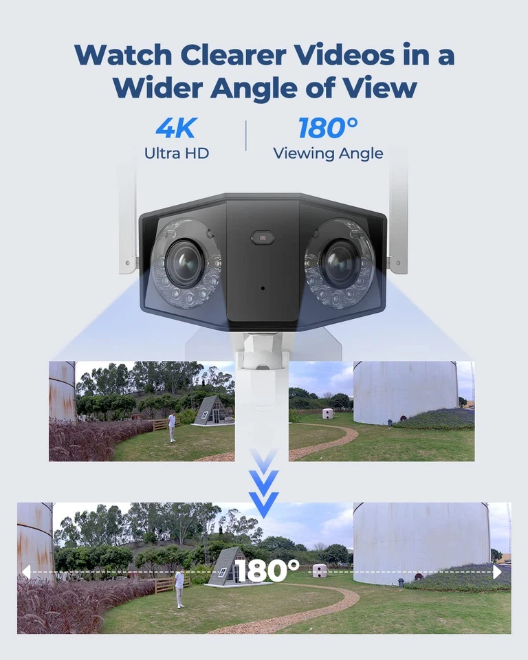 4K WiFi Security Camera with 180° Ultra-Wide Angle, 2.4/5GHz Plug-in Outdoor ... - Image 2 of 4