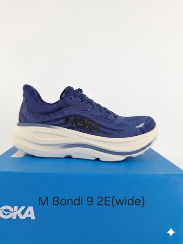 Hoke One One Mens Bondi 9 Blue/White  2E ( Wide)
