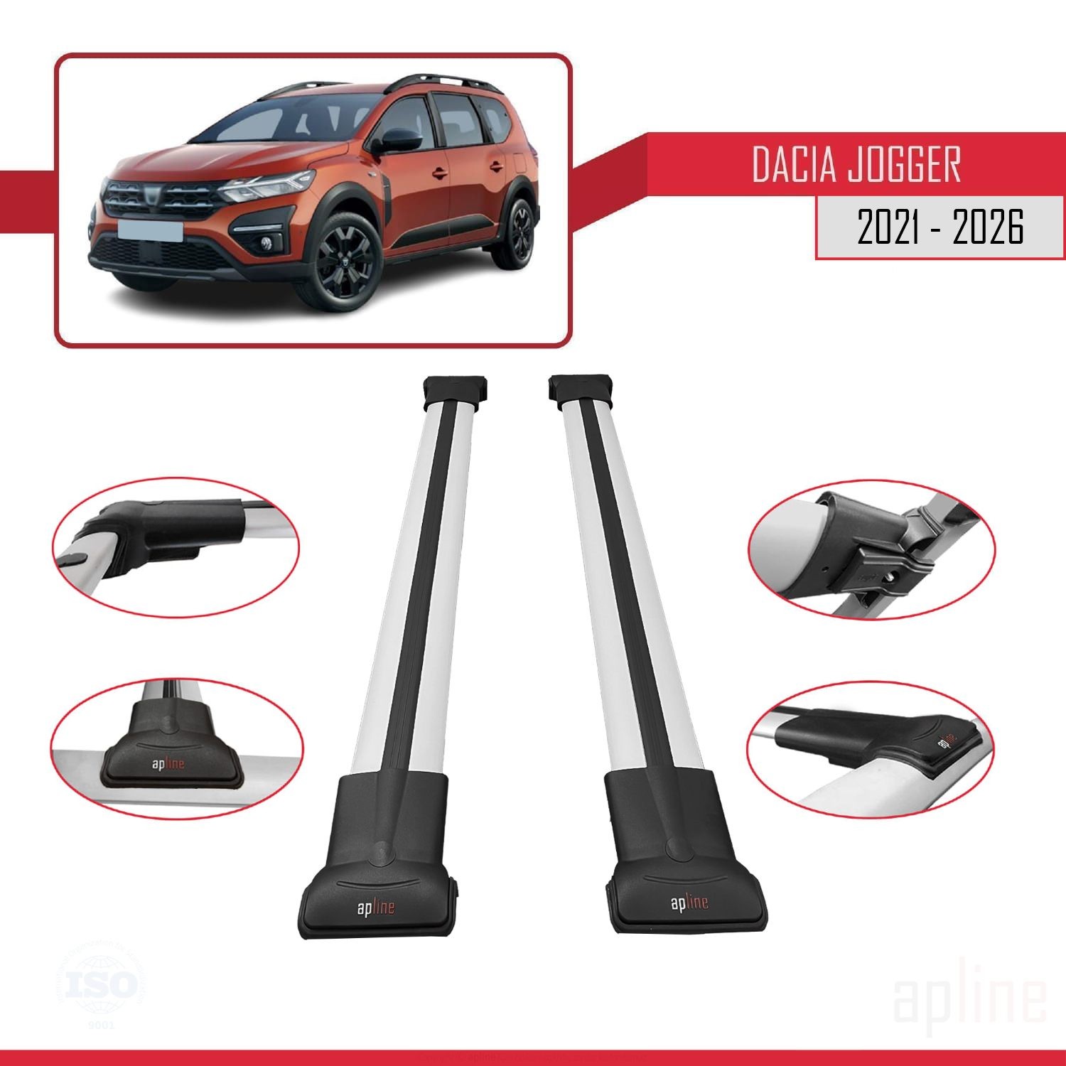 Barres de toit gris alu haut de gamme pour Dacia Jogger 2021-2026 FLY