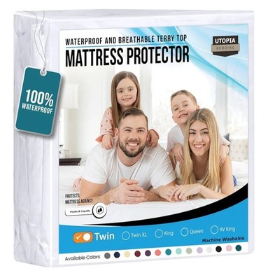 Utopia Bedding Waterproof Mattress Protector Twin XL Size, Premium Terry Matt...