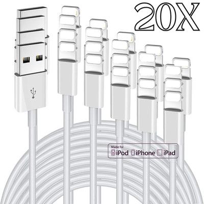 Bulk Lot 20X USB Charging Cable Cord For iPhone14 13 12 11 8 6 XR Fast Charger 