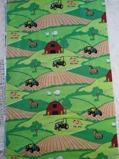 Scenic Farm Tractor Fabric BTHY 18x44 Cotton Barn Fields Springs Creative