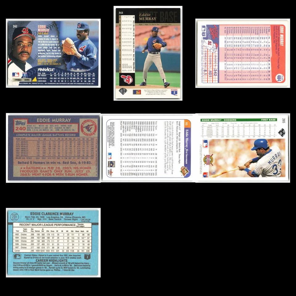 Lote de 7 tarjetas de béisbol Eddie Murray 1995 Pinnacle Cleveland Indians conjunto colección Foto 2 de 4