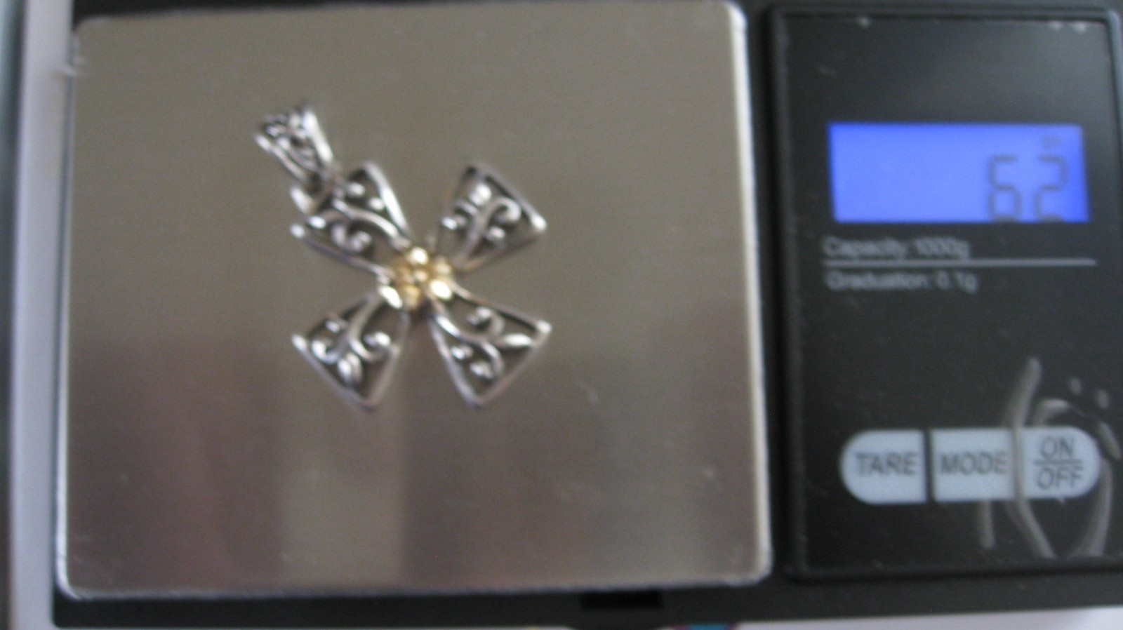 Sterling Silver Solid 14K Gold Cross large Pendan… - image 6