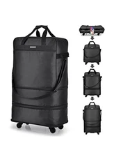 Hanke Expandable Foldable Luggage Bag Suitcase Small, Black Upgrade Version 