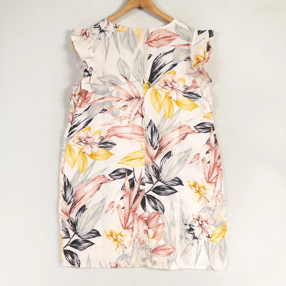 C&C California Dress XL Multicolor Floral Linen Mini Shift Tropical Resort - Image 3 of 4