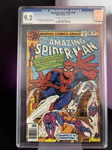AMAZING SPIDER-MAN 186 * CGC 9.2 BRONZE MARVEL * Chameleon Appearance 1978 NM+