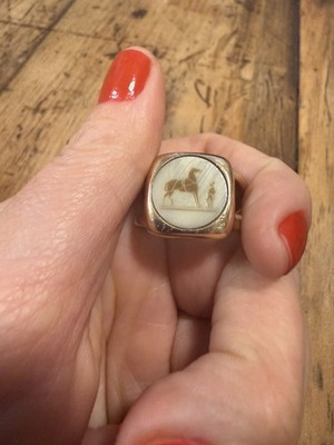 Authentic Vintage HERMES Corozo Ring Gold Plated Women, Size 8.25