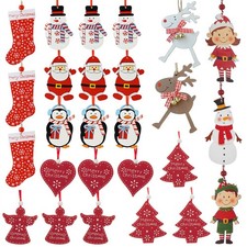 Christmas Tree Decorations Wooden Hanging Ornaments - Choose Design
