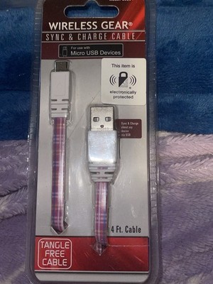Wireless Gear Sync & Charge Cable with a tangle-free, patterned design