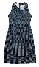 NEW Sachin Babi Women s 2 Navy Blue Dot With Mesh Detail Dress