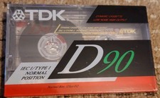 TDK D90 / D-90ES - 90 Min Blank Stereo Audio Cassette Tape - NEW & SEALED 