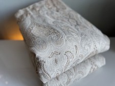 A Pair Of Large Dunelm Beige Novello Pencil Pleat Fully Lined Heavy Curtains