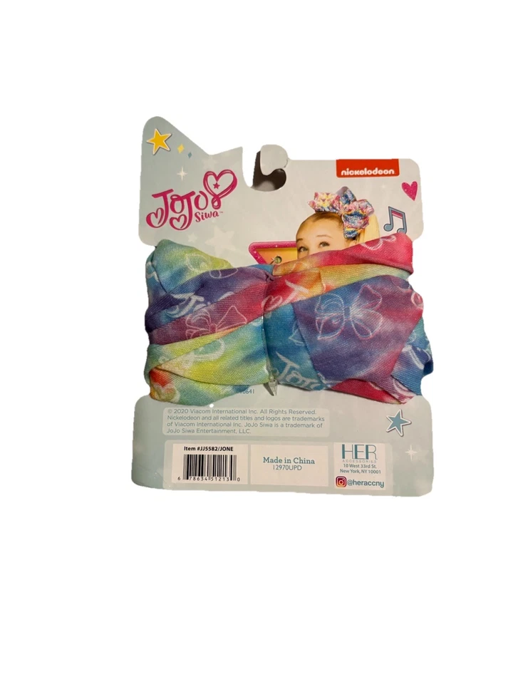 Jojo Siwa Nickelodeon NUEVO Diadema Envoltura Accesorio Máscara Facial Cuello Polaina Tie Dye Foto 3 de 3