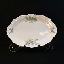Bavaria Winterling Oval Platter Forget Me Nots Flowers w/Leaves Gold Trim 1955+