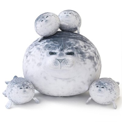 Chubby Seal Pillow Plush with 4 Baby Seal Plushies in Her Tummy, Stuffed Cott...