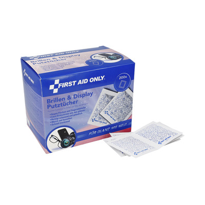 First Aid Only Brillenputztücher 200 Stück, feuchte Reinigungstücher, fusselfrei
