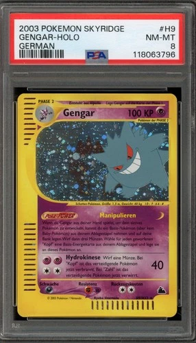 Pokemon Gengar Skyridge GERMAN Holo Rare #H9 PSA 8