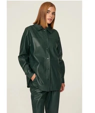 Love, Whit by Whitney Port Green Faux Leather Shacket Size S