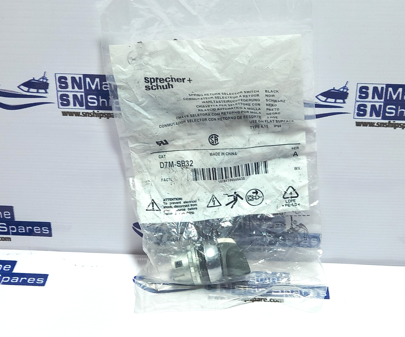 Sprecher Schuh D7M-SB32 Black Spring Return Selector Switch Ser A