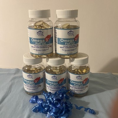Omega 3+ Fish Oil,Mega Concentrated Plus, Eternal 90 Softgels esch container. 