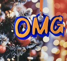 3D Printed OMG Mets Ornament with charm - Holiday Decor- Baseball - Mets