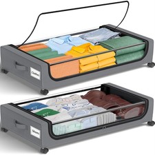 Under Bed Storage with Wheels: 48L Underbed Storage Containers with Lids - Ro...