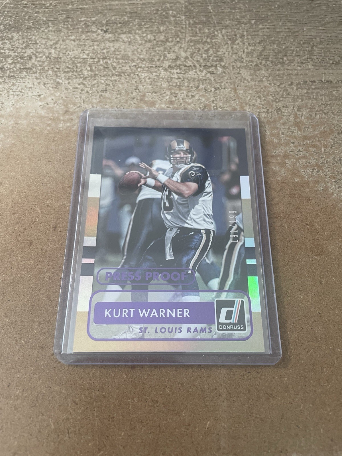 2015 Panini Donruss Press Proof Purple /199 Kurt Warner #174 HOF