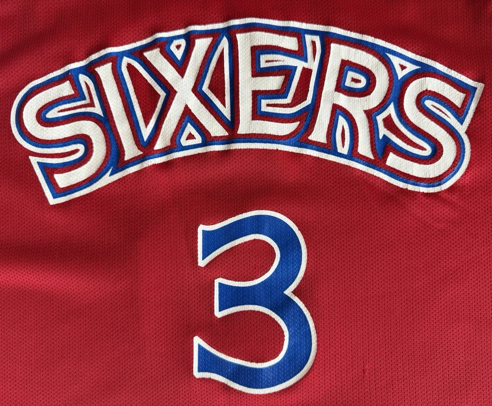 VINTAGE ALLEN IVERSON JERSEY PHILADELPHIA 76ERS CHAMPION ROOKIE 1996 RED 52 XXL - Image 3 of 4