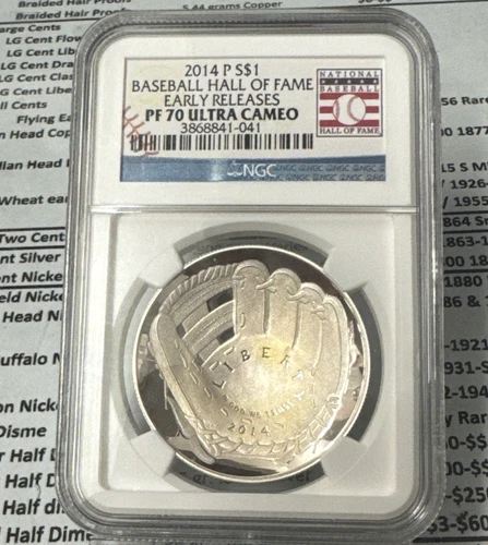 2014-P $1 Baseball Hall of Fame Silver Commemorative NGC PF70UC