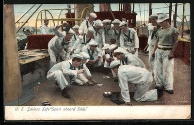 AK US Sailors Life, Sport Aboard Ship, WARSHIP
