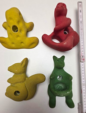 Klettergriffe-Set Tiergriffe gelb/rot/gr&uuml;n, 4 St&uuml;ck, mit Schraubloch