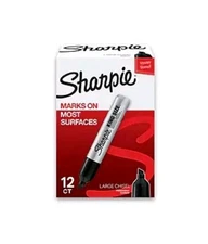 Sharpie King Size Tank Permanent Marker, Chisel Tip, Black, 12/Pack