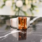 925 Sterling Silver Orange Citrine Stone Handmade Men's Ring