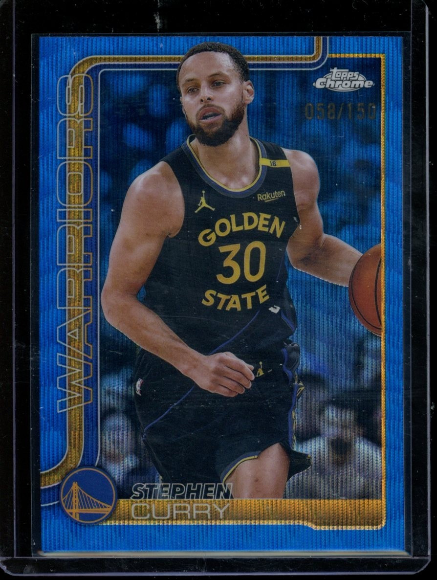 Stephen Curry 2025-26 Topps Chrome Base #201 Blue Wave Refractor /150 Warriors