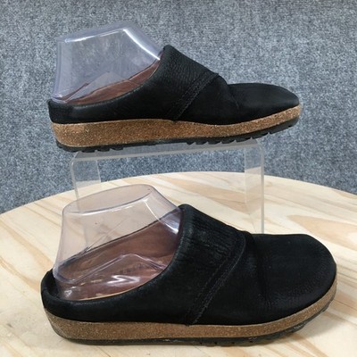 Haflinger Shoes Womens 37 Black Mule Clogs Suede Slip On Comfort Round Toe