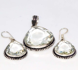 Set orecchini pendenti placcati argento 925 topazio bianco 1 8|1 7" più belli GW