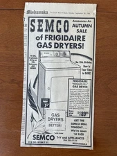 SEMCO T.V. & Appliances 1964 Newspaper Ad Clipping South Bend IN